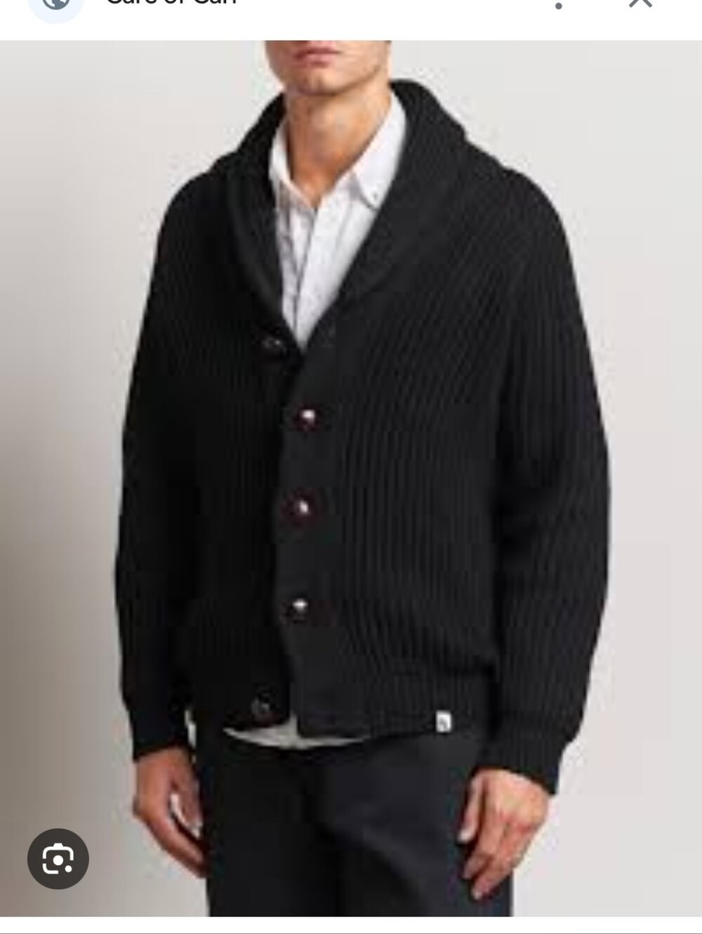 PEREGRINE WILKINSON RIBBED WOOL CARDIGAN..MENS MED. BLACK HEAVY RIBBED